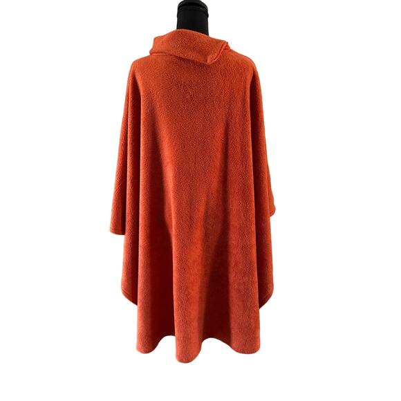 Vintage Cozy Orange Teddy Poncho - One Size - Picture 3 of 4